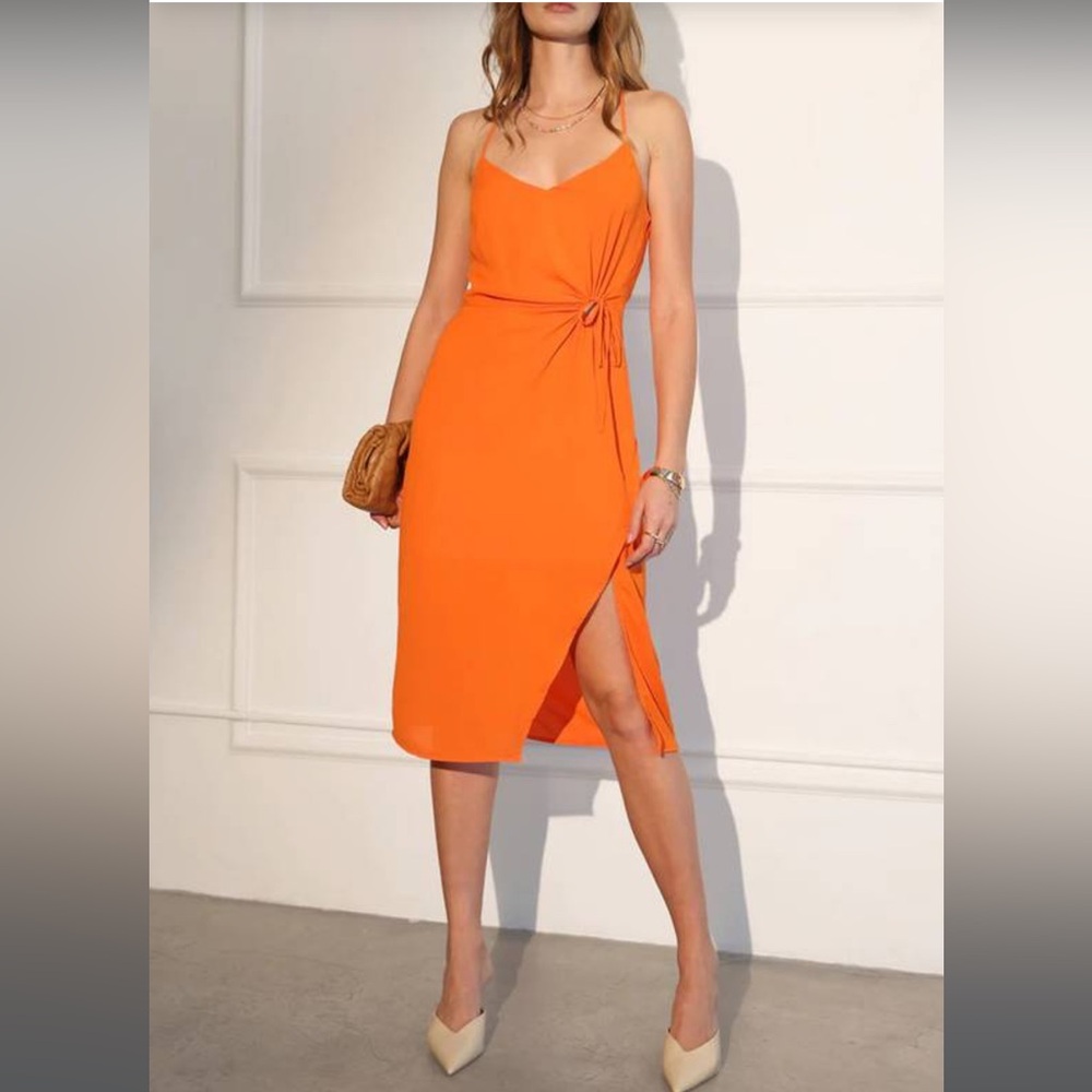 Adelyn Rae Vibrant Orange Asymmetrical Dress